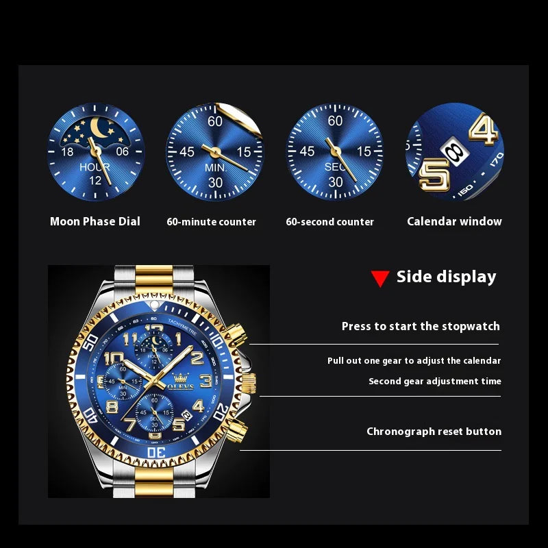 OLEVS Men’s Two-Tone Stainless Steel Chronograph